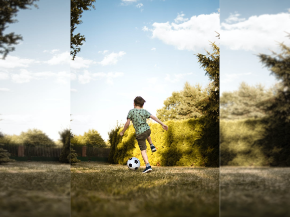 Garçon jouant avec un ballon de foot